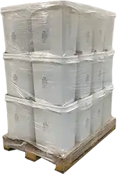 Stapelbare, hygienische Lösung für größere Mengen. Durch die Palettierung gut lager- und transportierbar. Geeignet für Großabnehmer, z. B. in der Lebensmittelindustrie oder im B2B-Großhandel.