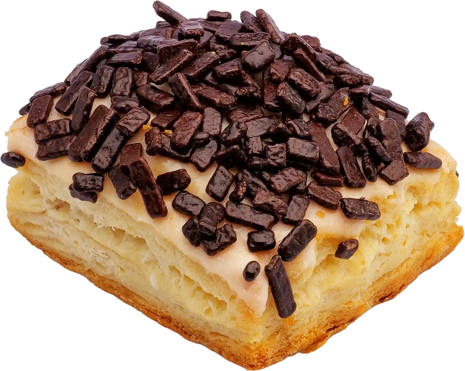 kuchen-mit-schokostreusel Zwei Schoko-Donuts, die mit Schokolinsen garniert sind